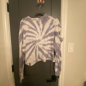 Cute off the shoulder tie die sweater